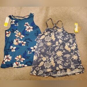 ✨️BUNDLE✨️ Girls Floral Tank Tops - Blue and Gray Set Of 2